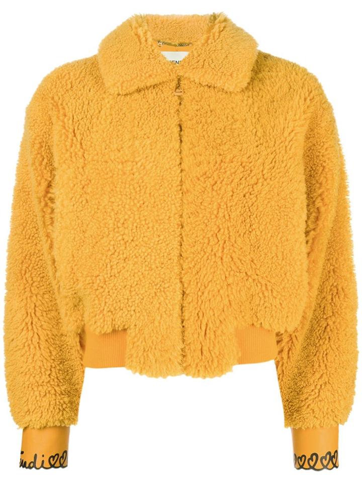 Fendi Embellished Bomber Jacket - Yellow & Orange