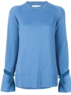 Antonia Zander Cashmere Ruffle Trim Sweater - Blue