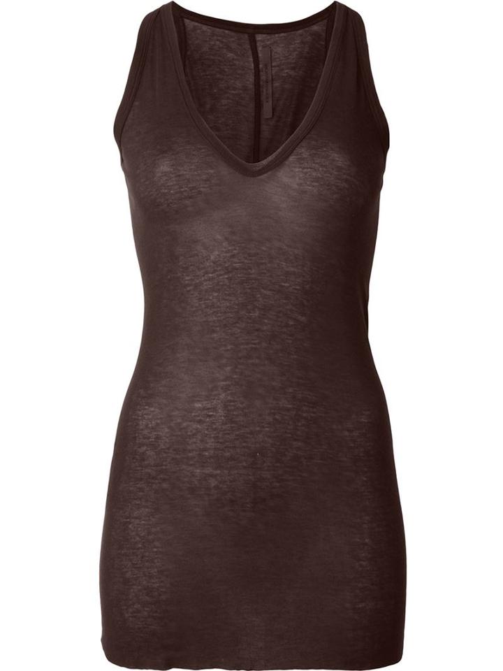 Rick Owens Lilies V-neck Jersey Tank Top, Women's, Size: 44, Brown, Cotton/viscose