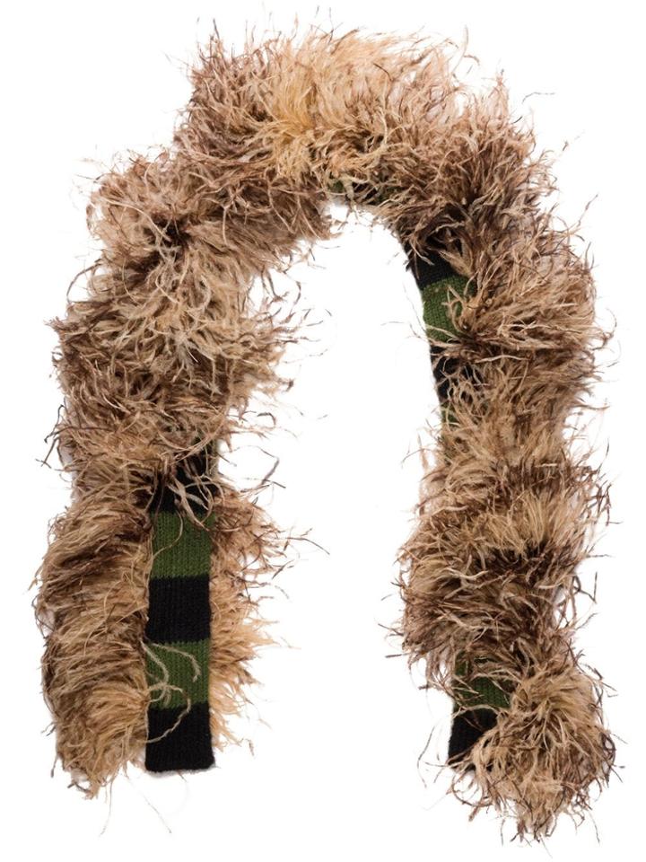 Miu Miu Feather Embellished Knitted Scarf - Green