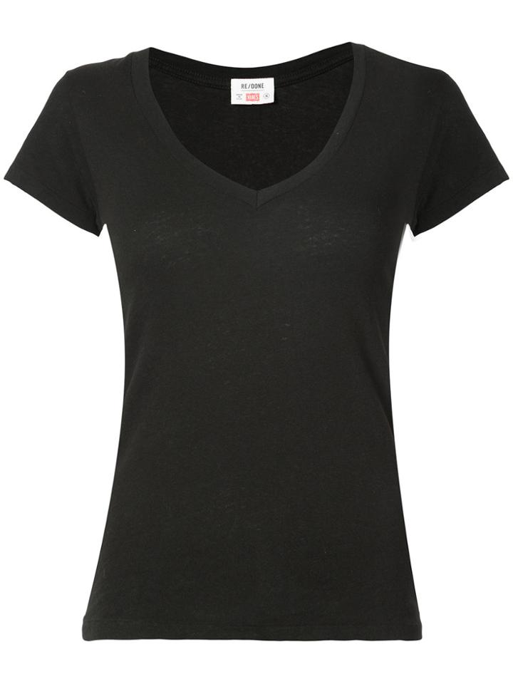 Re/done Slim V-neck T-shirt - Black