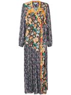 Frame Denim Floral Longsleeved Raglan Wrap Dress - Multicolour