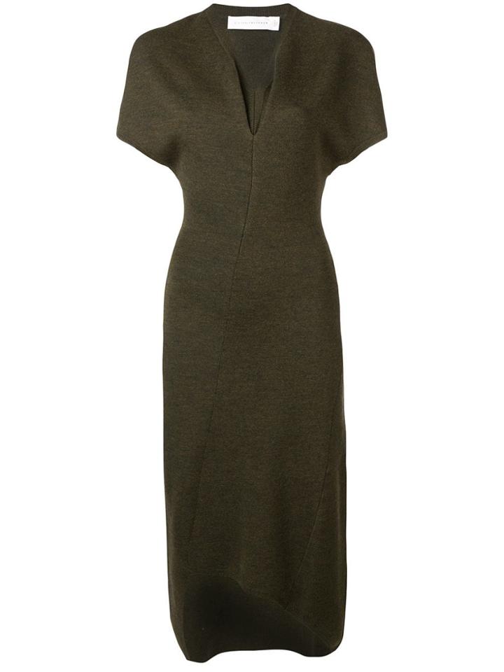 Victoria Beckham Asymmetric Hem Knitted Dress - Green