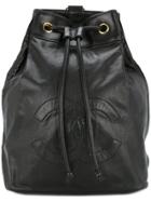 Chanel Vintage Logo Drawstring Backpack - Black