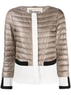 Herno Contrast Panelled Puffer Jacket - Neutrals