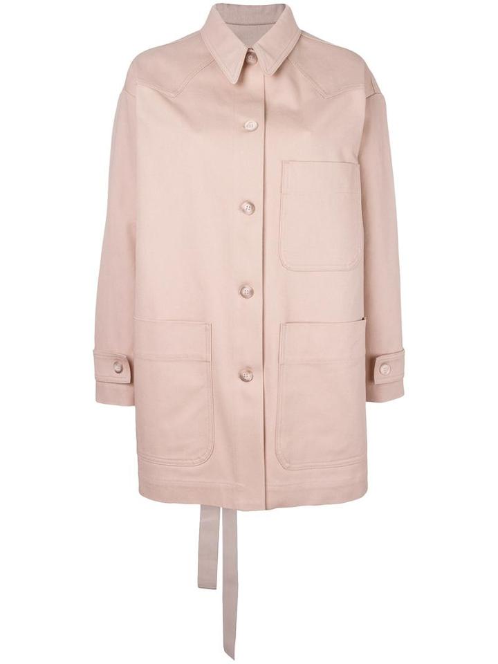 Mm6 Maison Margiela Patch Pocket Coat, Women's, Size: 40, Pink/purple, Cotton