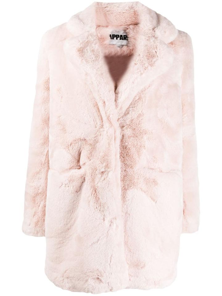 Apparis Textured Furry Coat - Pink