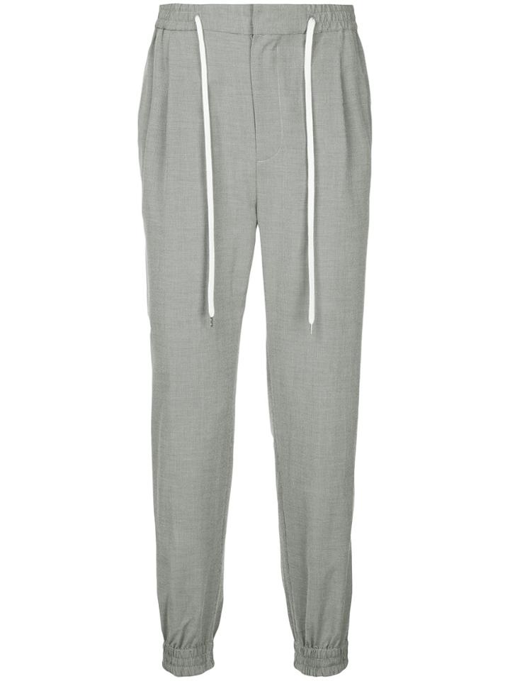 Monkey Time Micro Hounds-tooth Drawstring Trousers - Grey