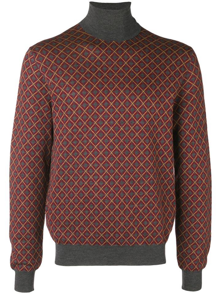 Prada Argyle Turtle Neck Jumper - Multicolour