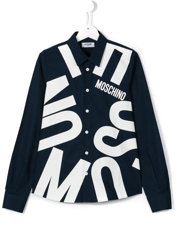 Moschino Kids Logo Print Shirt, Size: 14 Yrs, Blue