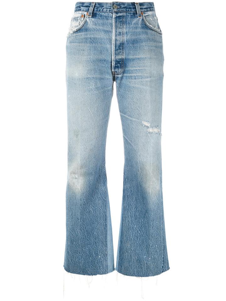 Re/done - Inner Panel Cropped Jeans - Women - Cotton - 28, Blue, Cotton