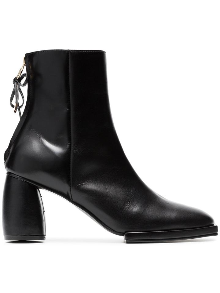 Reike Nen Black 80 Square Toe Leather Ankle Boots