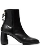 Reike Nen Black 80 Square Toe Leather Ankle Boots