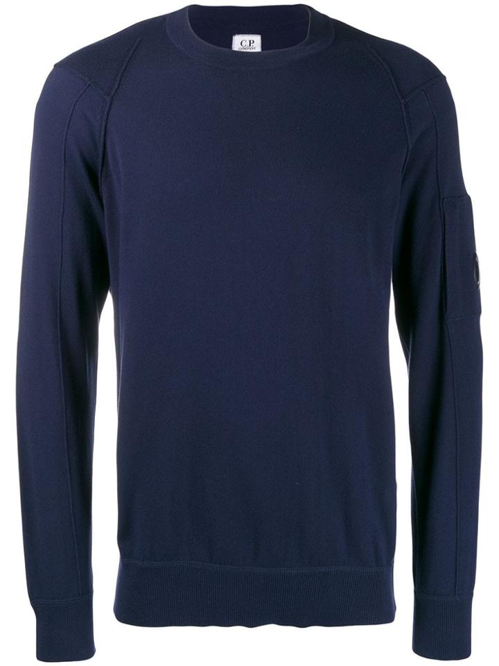 Cp Company Goggle Lens Patch Sweater - Blue