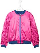 Alberta Ferretti Kids Ruched Sleeve Bomber Jacket - Pink