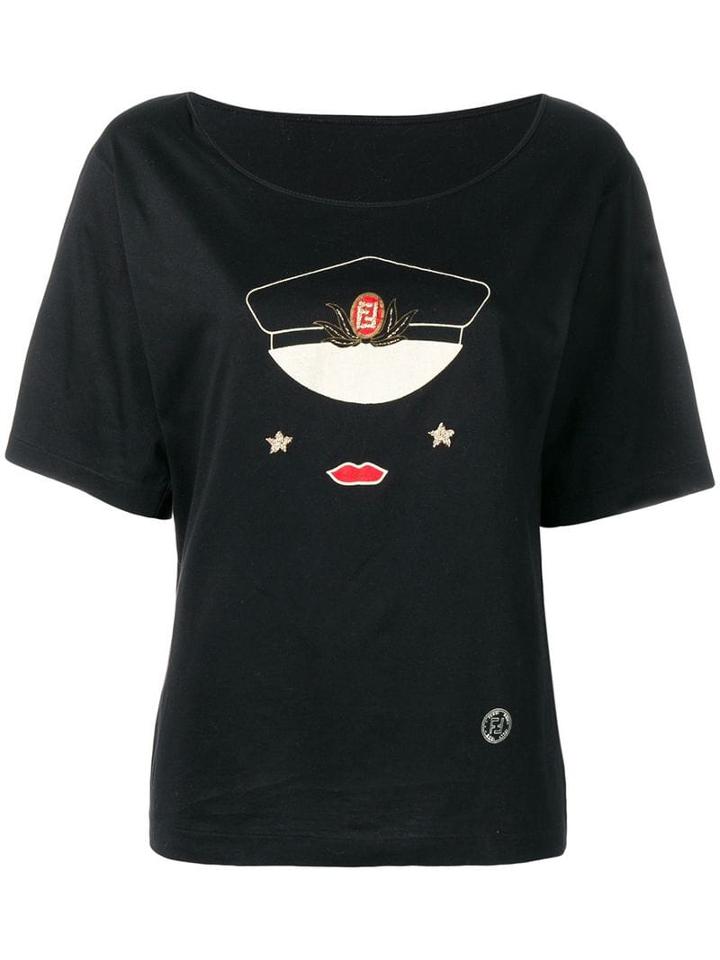 Fendi Pre-owned 1980's Hat Printed T-shirt - Black