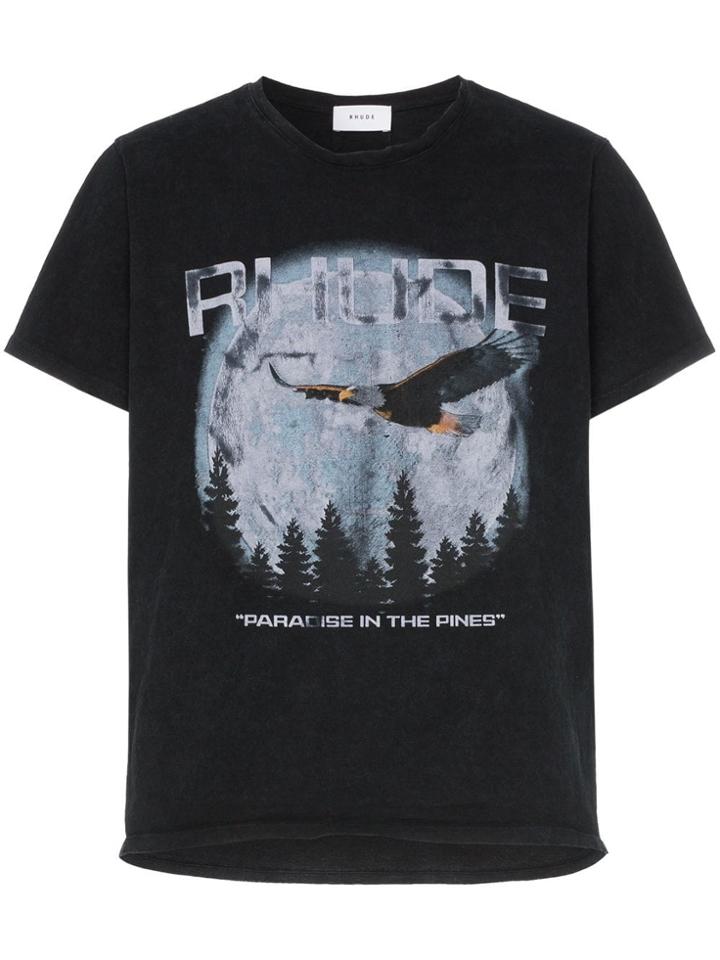 Rhude Paradise Graphic Print Boxy Fit Cotton T-shirt - Black
