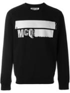 Mcq Alexander Mcqueen Stripe Logo Print Sweatshirt, Men's, Size: Xl, Black, Cotton