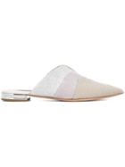 Casadei Glitter Low Heel Mules - Neutrals