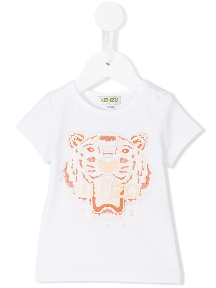 Kenzo Kids - Tiger Print T-shirt - Kids - Cotton/spandex/elastane - 6 Mth, White