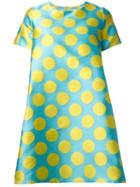 Ultràchic Pois Print Flared Dress, Women's, Size: 40, Blue, Silk/polyester