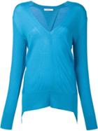Tome Ribbed Sleeves V-neck Jumper - Blue