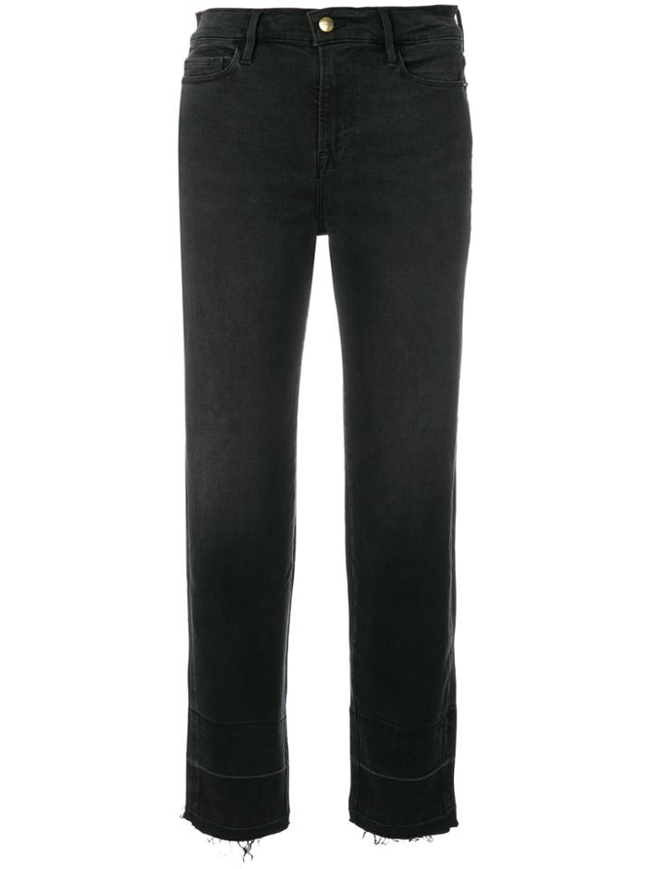 Frame Denim Distressed Hem Denim Jeans - Grey