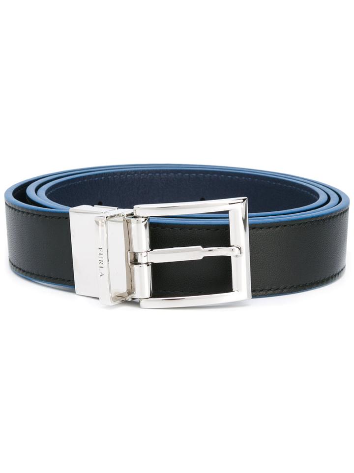 Furla My Lupin Belt, Men's, Black, Calf Leather/metallic Fibre