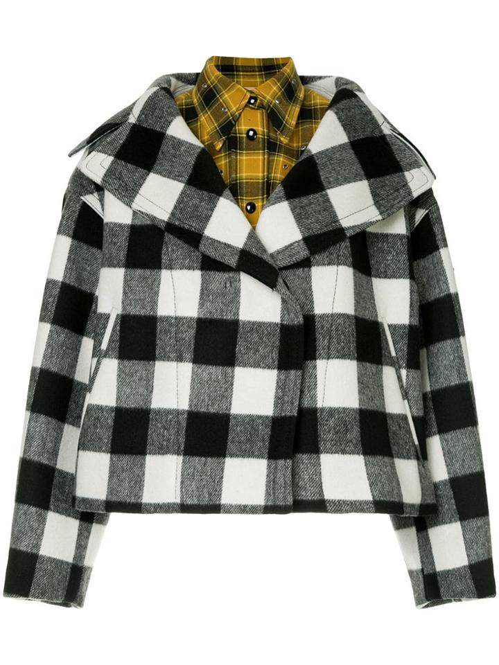 No21 Oversized Lapel Layered Check Jacket - Multicolour