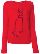 Chinti & Parker Cashmere Cat Outline Sweater - Red