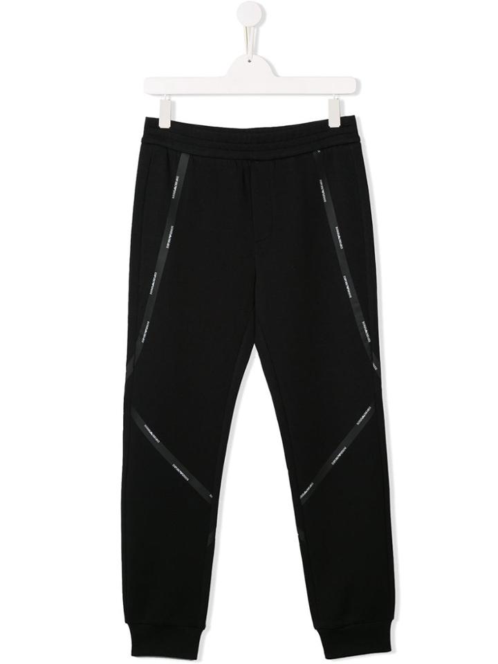 Emporio Armani Kids Logo Tape Track Pants - Black
