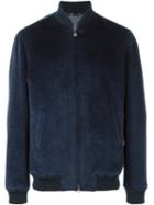 Etro Fur Bomber Jacket, Men's, Size: Xl, Blue, Viscose/wool/lama Fur
