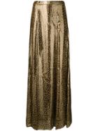Alice+olivia Long Leopard Print Skirt - Black