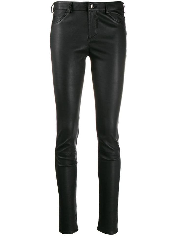 Arma Leather Skinny Trousers - Black