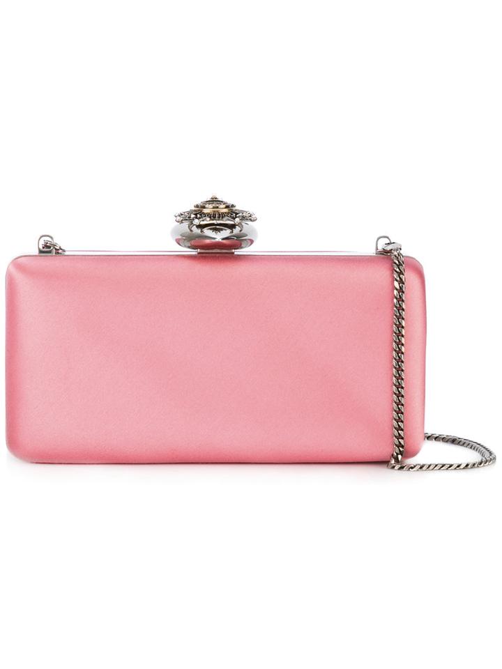 Alexander Mcqueen Heart Frame Box Clutch, Women's, Pink/purple, Viscose