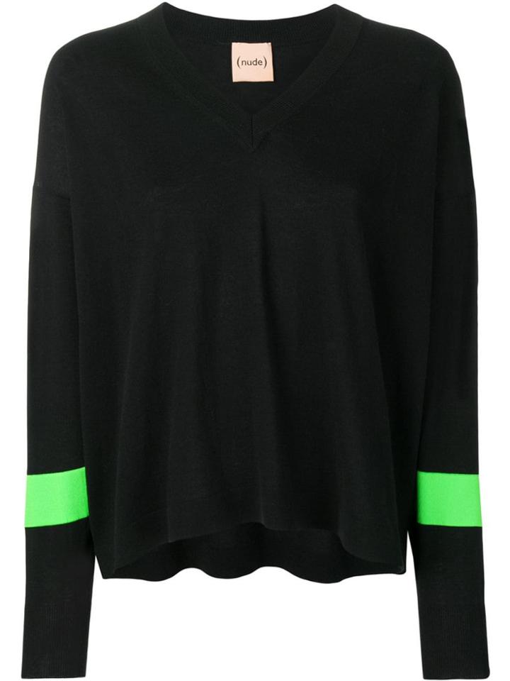 Nude Contrast Stripe Jumper - Black