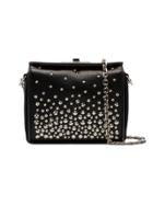 Alexander Mcqueen Leather Box Bag With Studs And Silver Chain - Black
