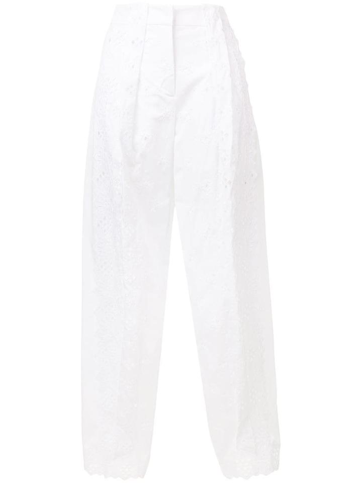 Alberta Ferretti Broiderie Anglaise Trousers - White
