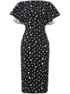 Printed Fitted Dress - Women - Polyester - 10, Black, Polyester, Christian Siriano