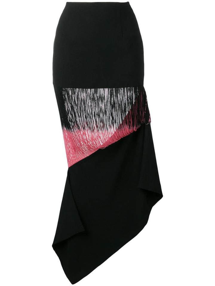 George Keburia Panelled Fringed Skirt - Black