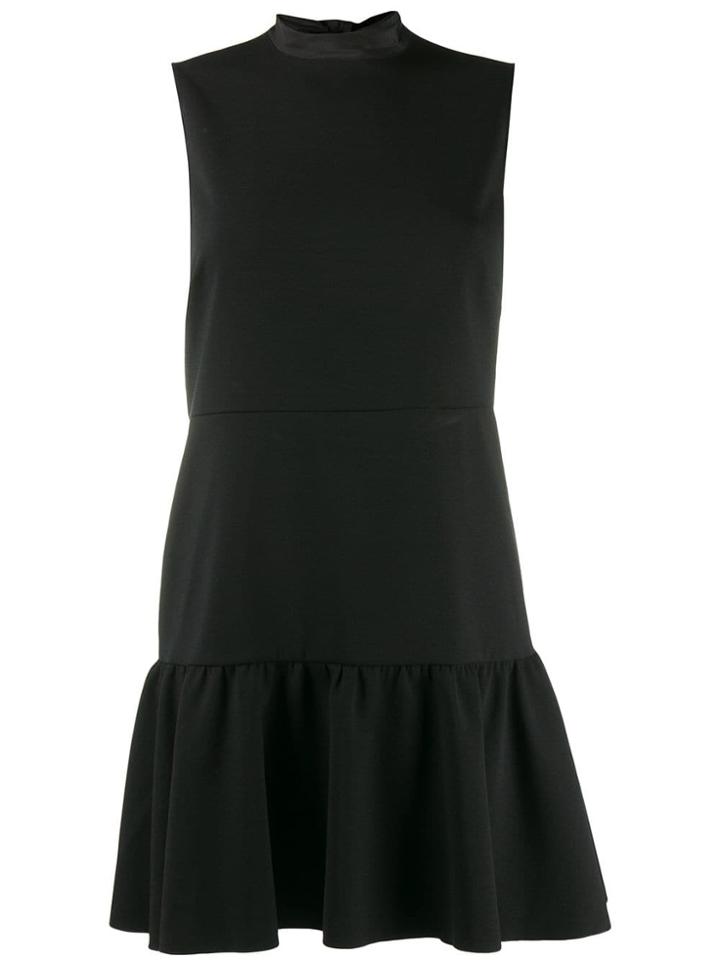 Red Valentino Ruffled Hem Short Dress - Black
