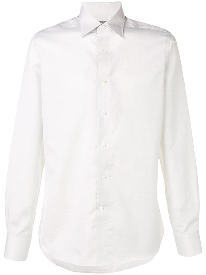 Canali Plain Button Shirt - White