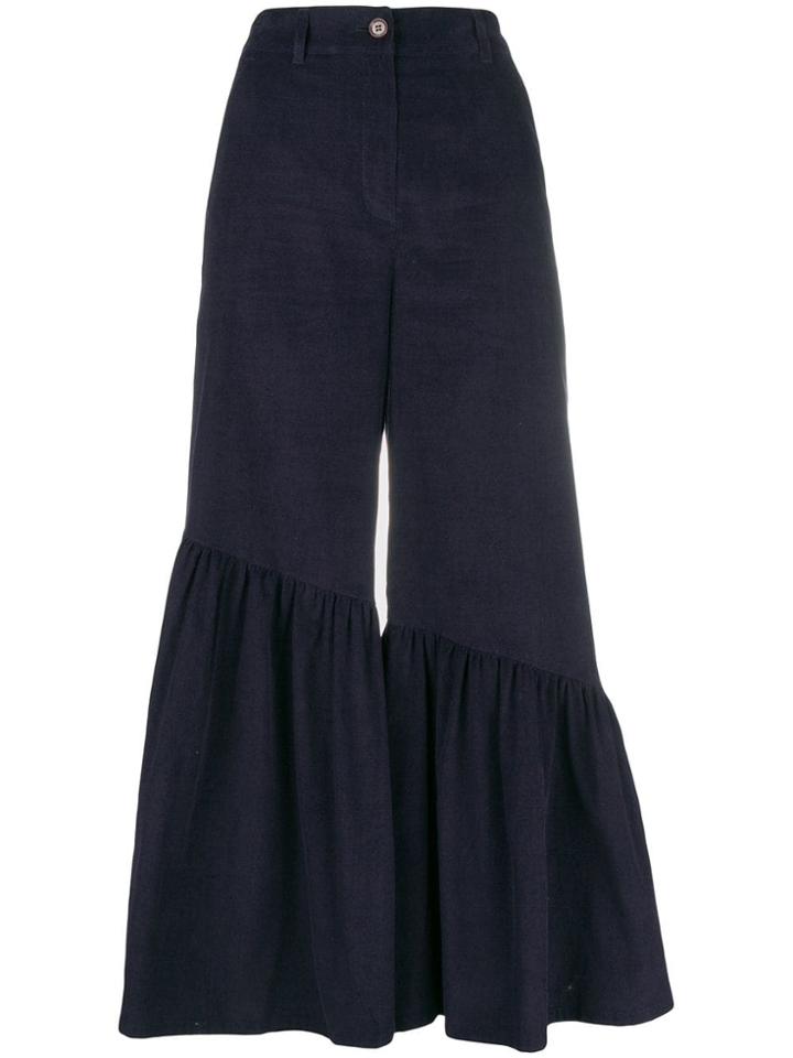 Neul Ruffle Hem Trousers - Blue