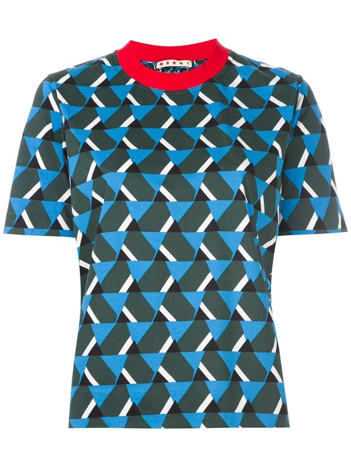 Marni Geometric T-shirt, Women's, Size: 40, Black, Cotton/silk/polyester