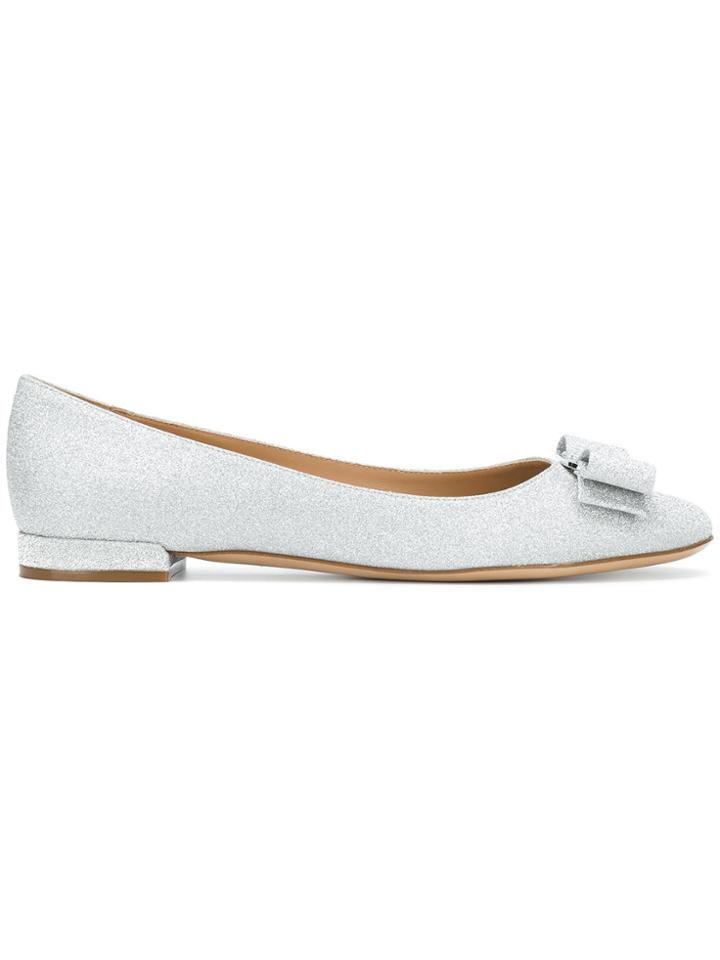 Salvatore Ferragamo Vara Bow Ballerina Shoes - Metallic