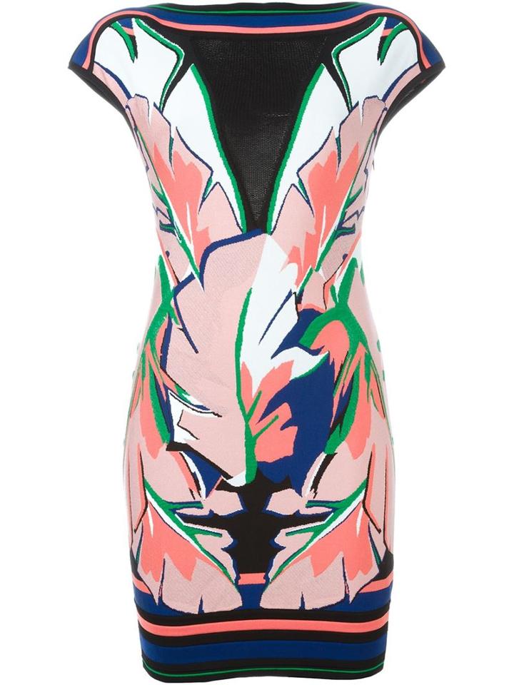 Roberto Cavalli Leaf Jacquard Mini Dress