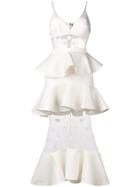 David Koma Polka Dot Panelled Peplum Dress - White