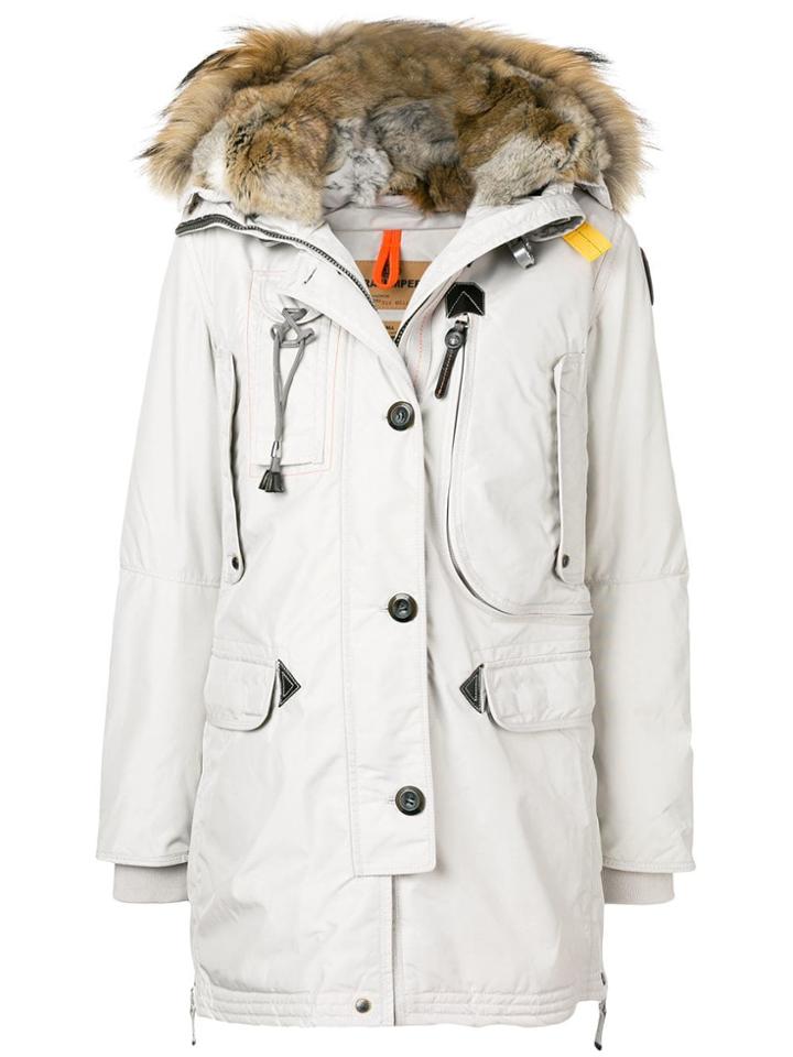 Parajumpers Fur Hood Single-breasted Coat - Neutrals