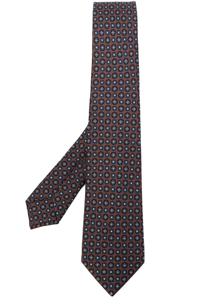 Kiton Geometric Pattern Tie - Brown