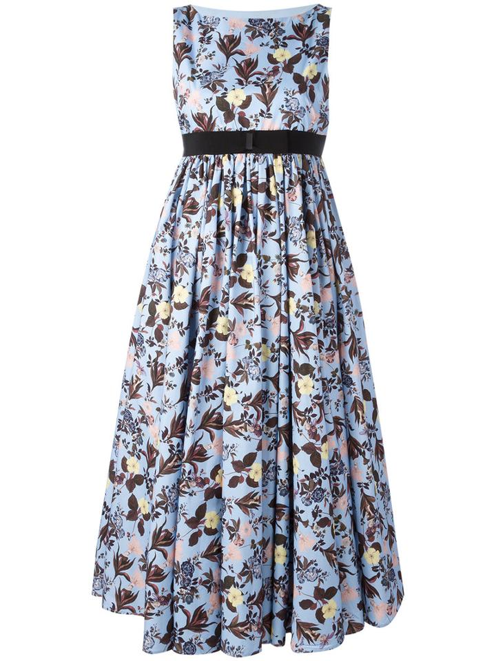 Vivetta - Floral-print Flared Dress - Women - Cotton - 42, Blue, Cotton